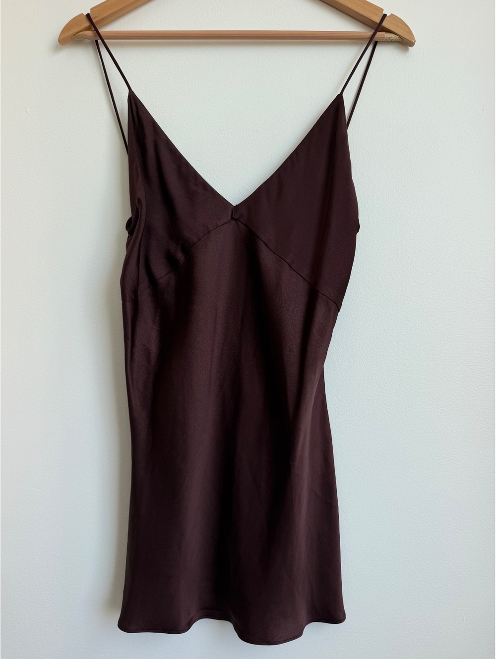 Zara Brown Satin Slip Top with Side Slits Size M NWT
